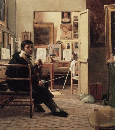 The Studio of Ingres in Rome (detail) by Jean Alaux